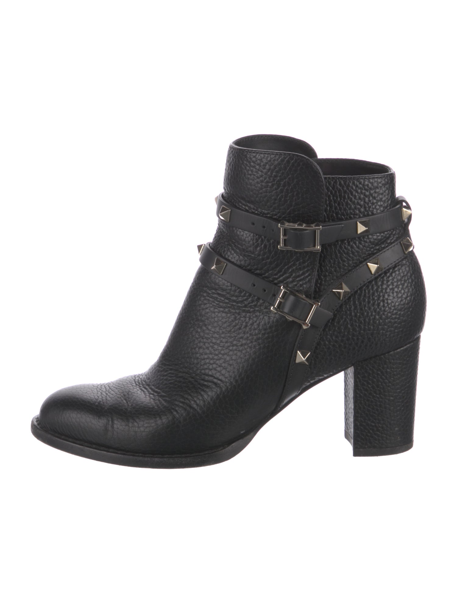 Valentino Rockstud Accents Leather Moto Boots